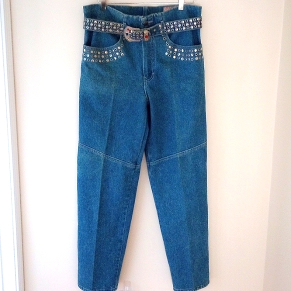 VTG Bonjour Embellished Jeans With Belt Size:Small (6/8) - Picture 10 of 11
